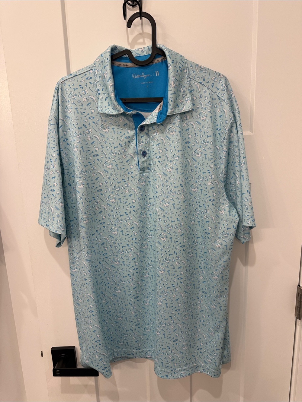 Walter Hagen Men's Light Blue Patterned Polo Shirt